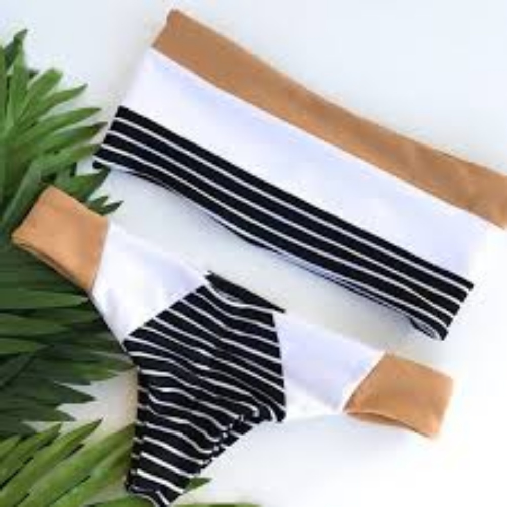 Color-block with stripes bandeau bikini - Picture 4 of 6